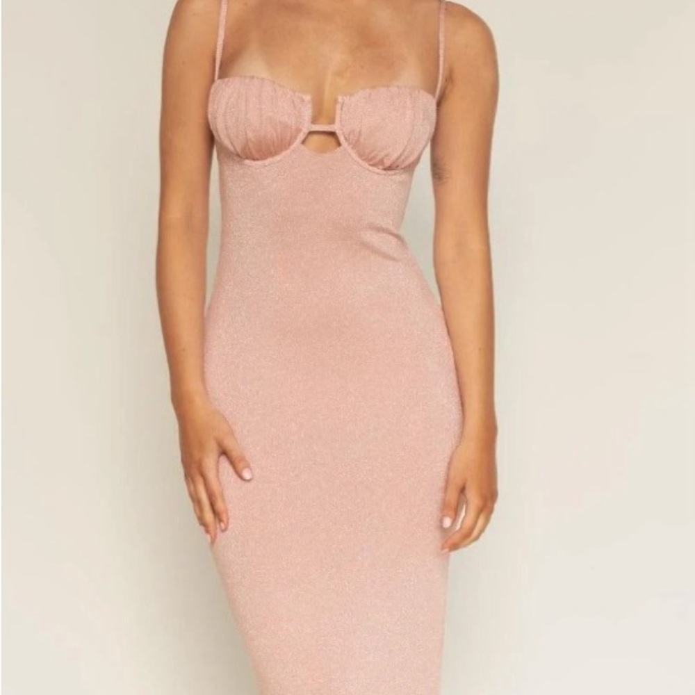 Montce Petal Long Slip Dress - Prima Pink Sparkle